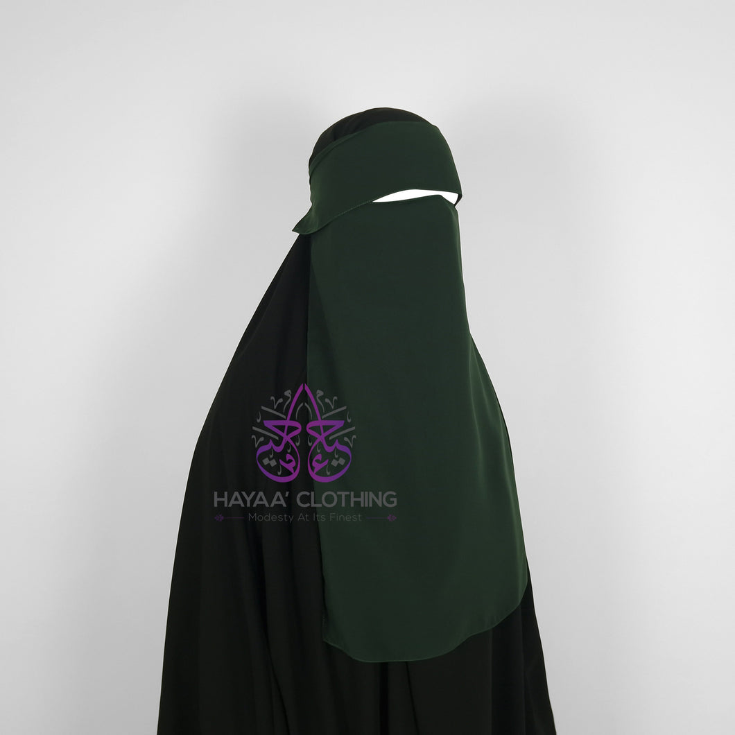 Single Layer Flap Niqab - Forest Green