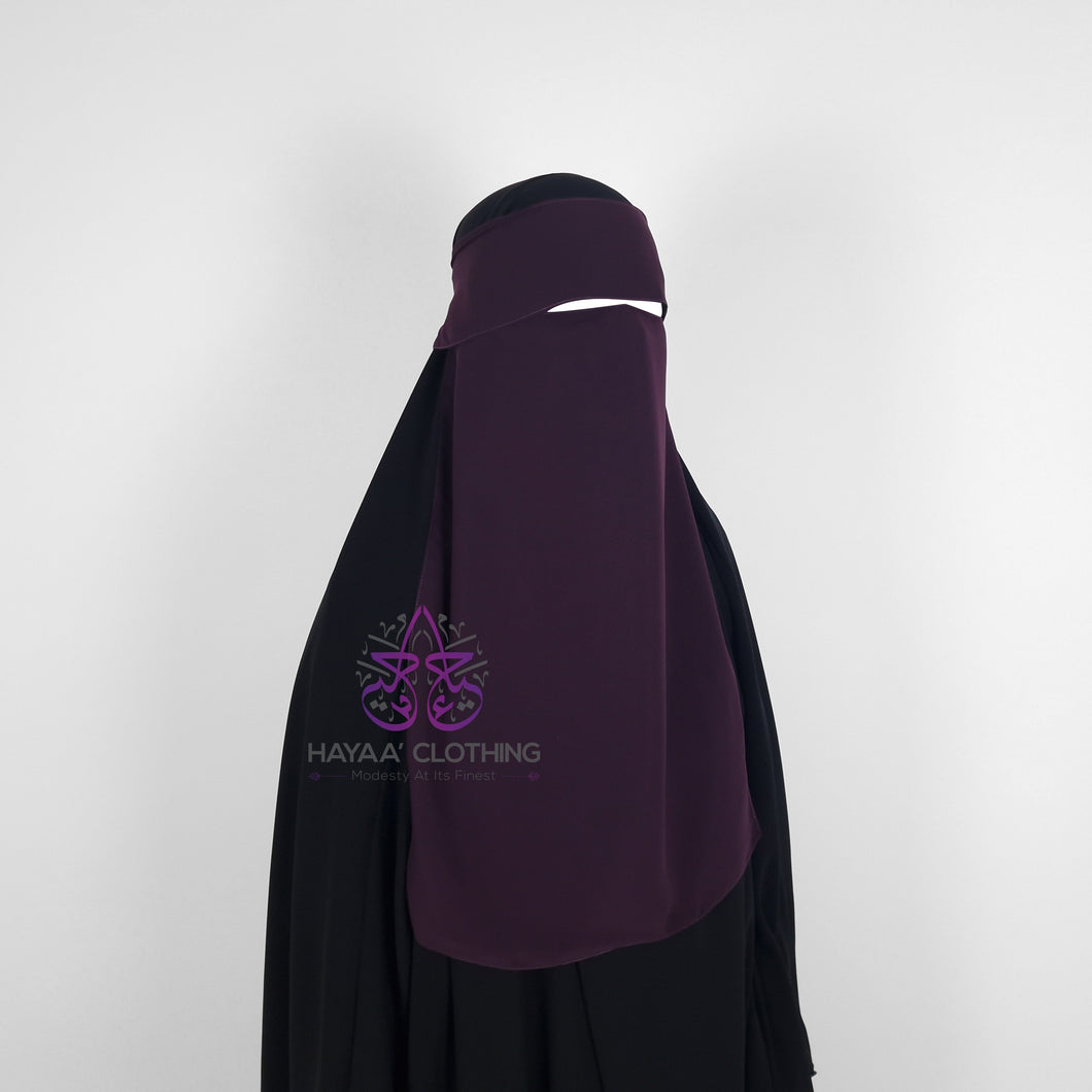 Single Layer Flap Niqab - Plum