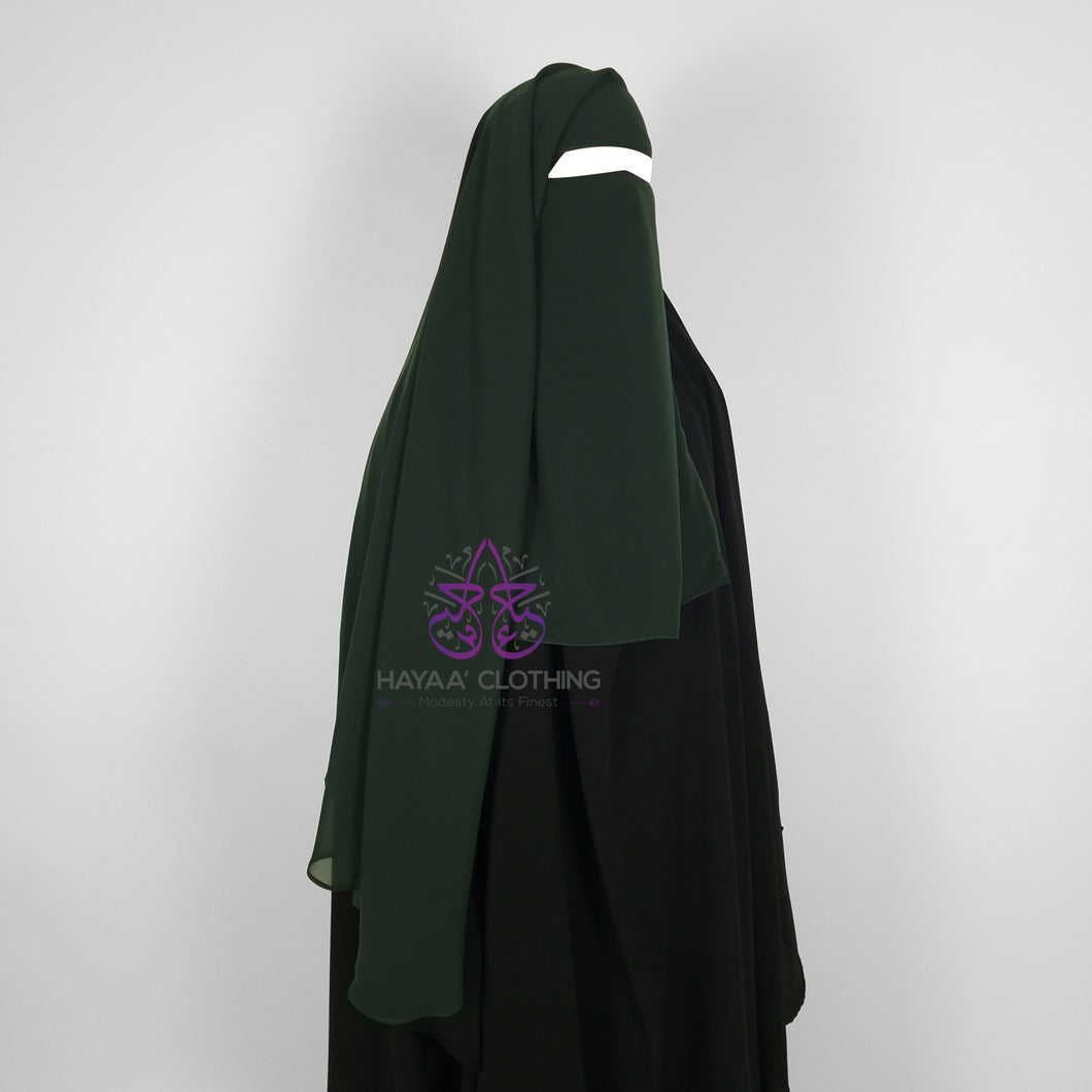 Double Layer Niqab - Forest Green