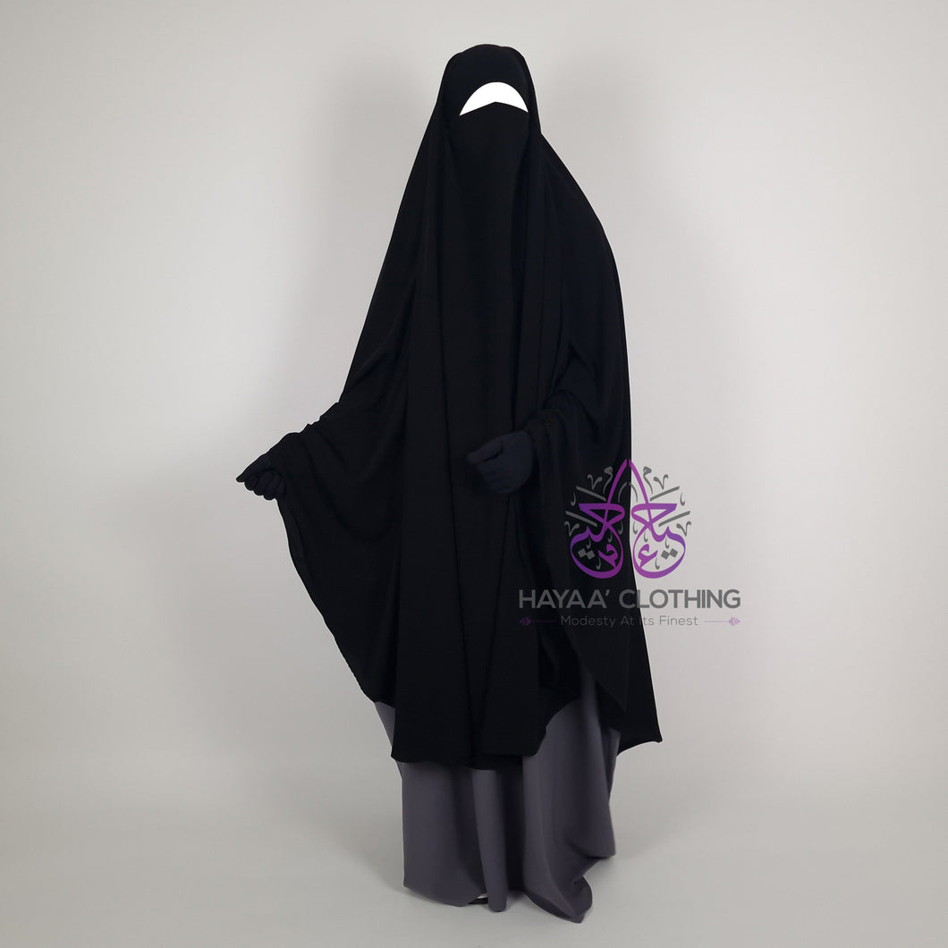 Long Rounded Khimar - Black