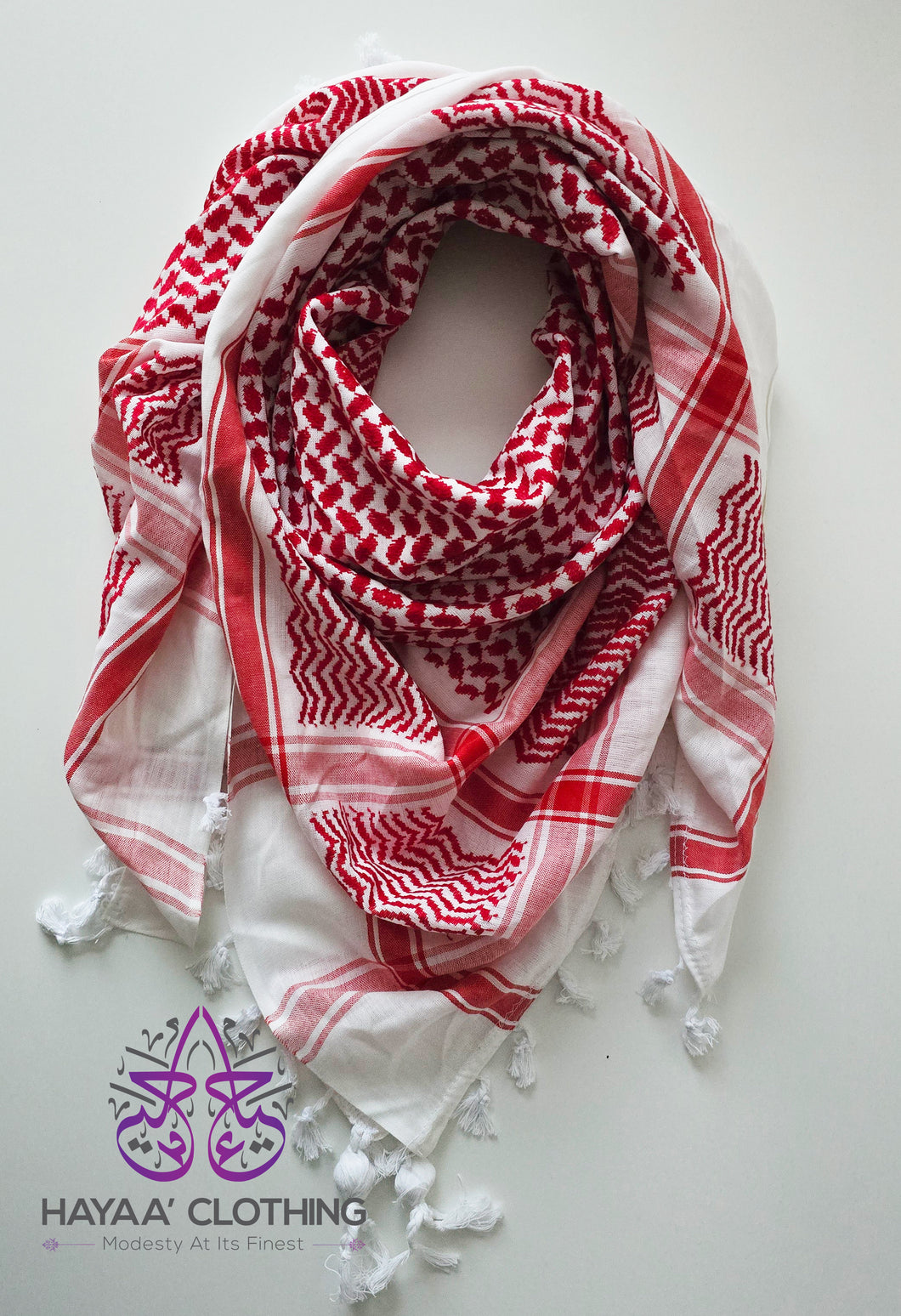 Original Hirbawi Kufiya / Keffiyeh | Palestinian Scarf - Red and White