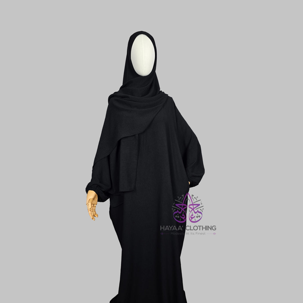 Luxury Prayer Abaya with Attached Hijab - Black