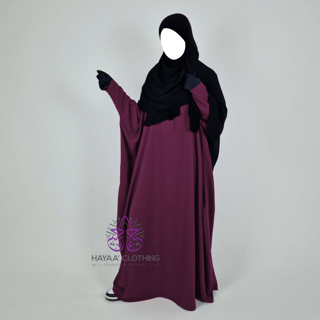 Batwing Abaya - Mulberry | Wudu & Nursing Friendly