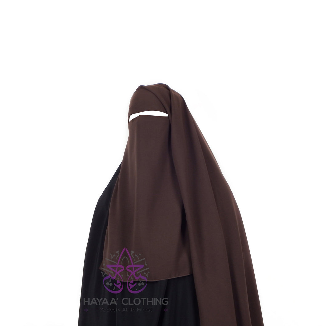 Double Layer Flap Niqab - Brown