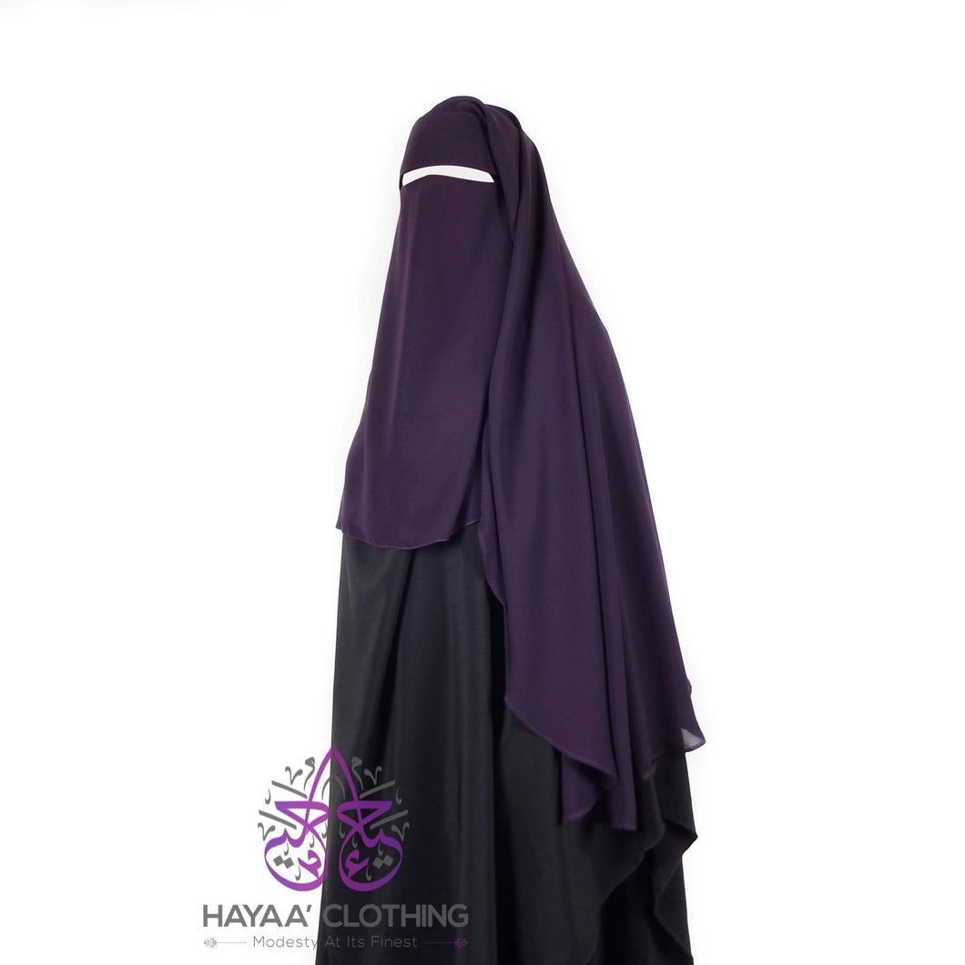 Double Layer Flap Niqab - Plum