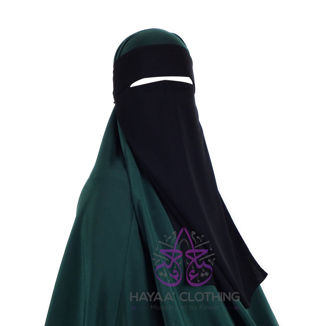 Single Layer Flap Niqab - Black