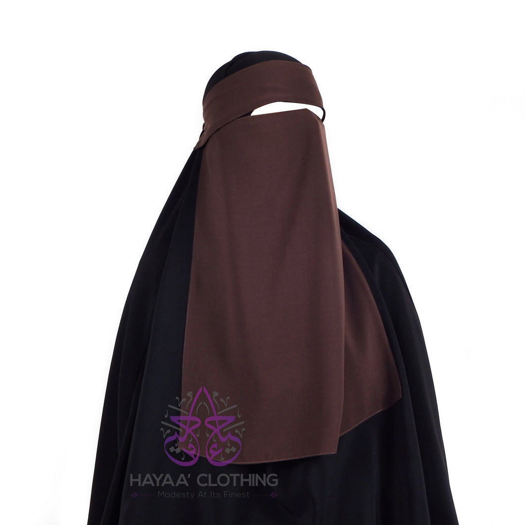 Single Layer Flap Niqab - Brown