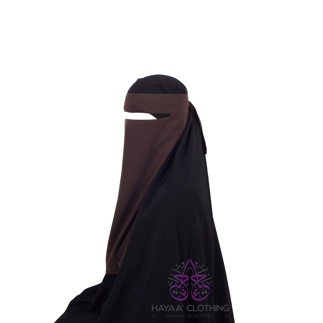 Single Layer Niqab - Brown